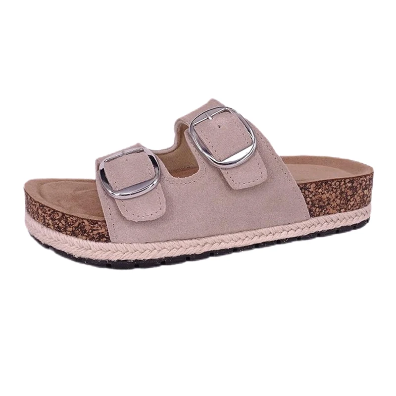 Sandales à semelle Ramie à double boucle pour femmes