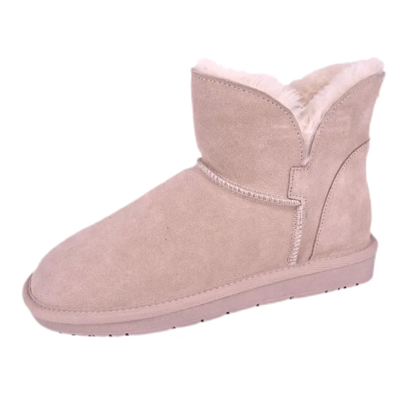 Bottines de neige en daim véritable pour femme